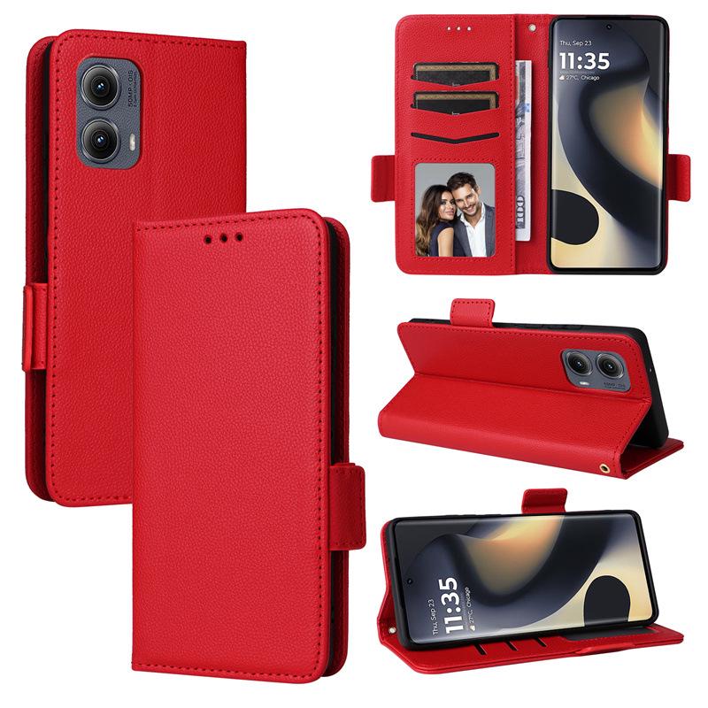 Motorola Edge 2025/2024 Lychee Pattern Leather Phone Case with Card Slot