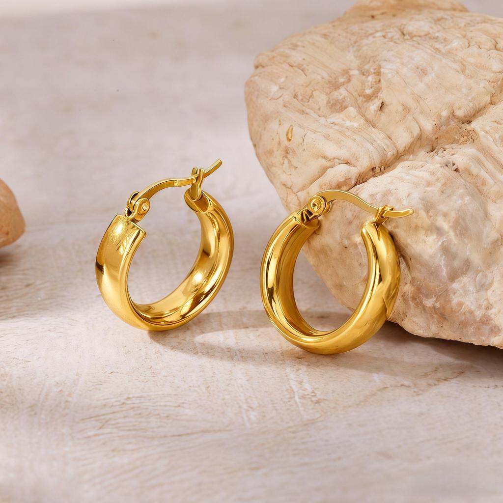 Titanium Steel Light Luxury Colorfast Hoop Earrings with High-End Feel