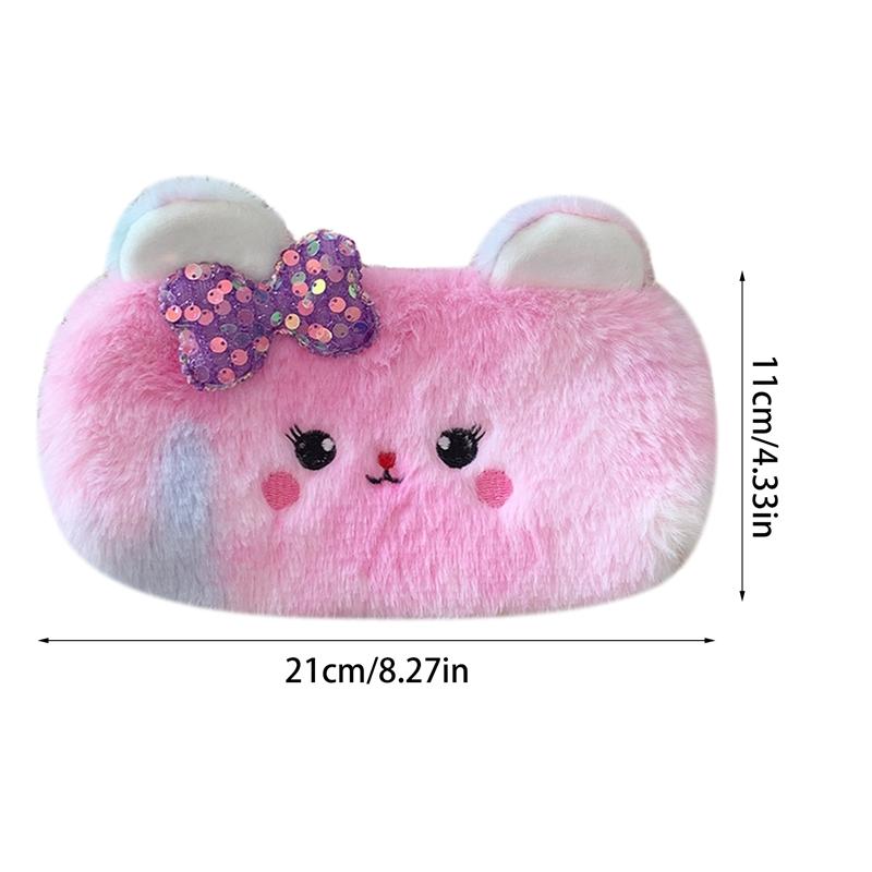 Colorful Pencil Case Plush Pencil Cases For Girls Trousse Cute Bow Kalemlik School Supplies Pencil Pouch