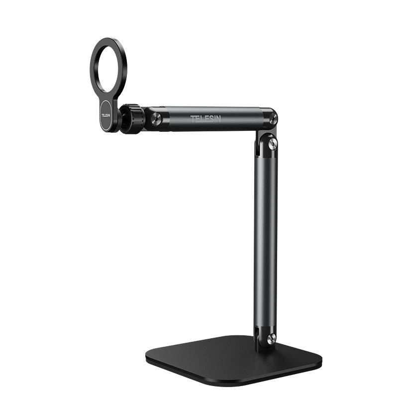2026 New Alloy Magnetic Adjustable Folding Overhead Phone Mount for Live Streaming & Online Class Desktop Use Magnetic