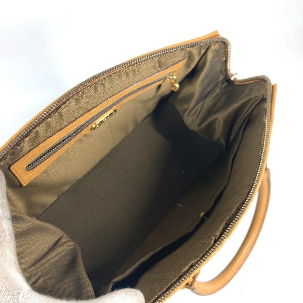 FENDI vintage Zucca logo Box-shaped bag Hand Bag Canvas/Leather Brown
