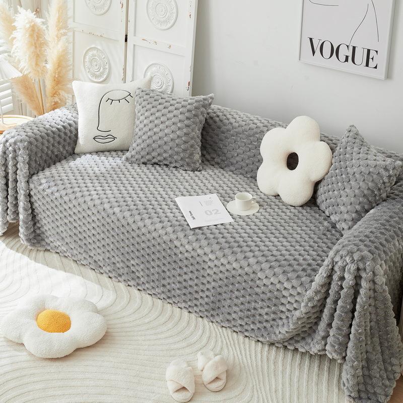 

Однотонные плюшевые чехлы для дивана для гостиной, универсальные полотенца для дивана, 3-местный бархатный толстый мягкий чехол для дивана, пыленепроницаемый 180x130