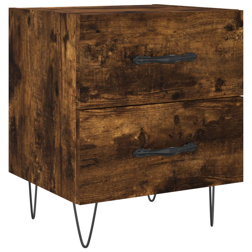 Nightstands (2 Pcs) Smoked Oak 40 X 35 X 47.5 Cm Engineered Wood