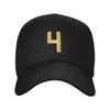 Golden Number 4 - Sports Numbers Baseball Cap Hat Beach Wild Ball Hat Hip Hop Unisex Women's