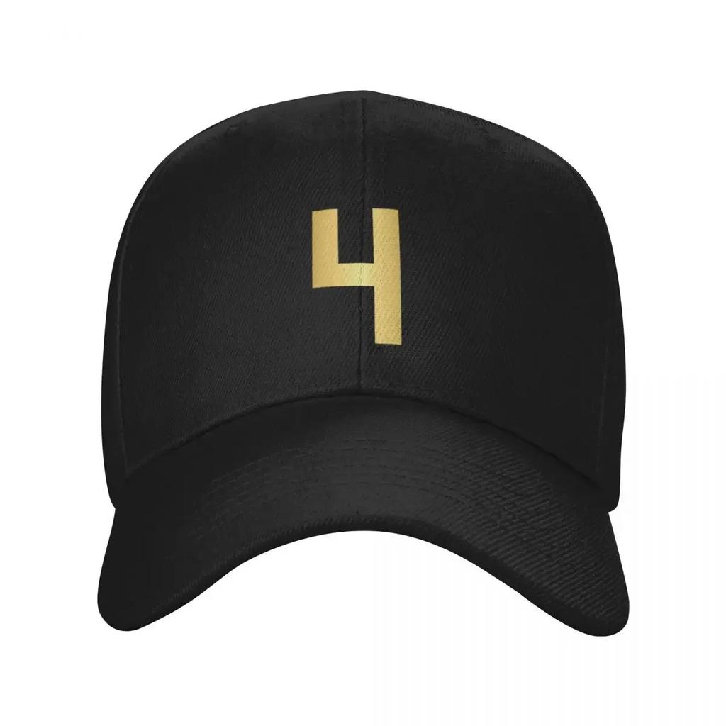 Golden Number 4 - Sports Numbers Baseball Cap Hat Beach Wild Ball Hat Hip Hop Unisex Women's