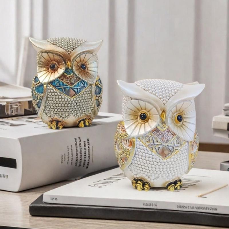 Owl Statue Home Decors Accents Small Animal Sculptures Lovely Owl Figurines for Bedroom Home Gift for Birds Lover