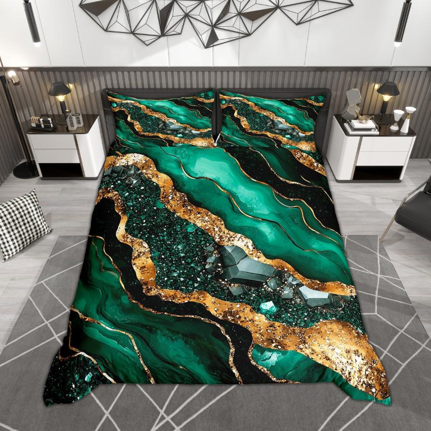 Comforter Homewish Chic Marble Gold Metallic Bedding Set Abstract Watercolor Art Bed Set Room Decor