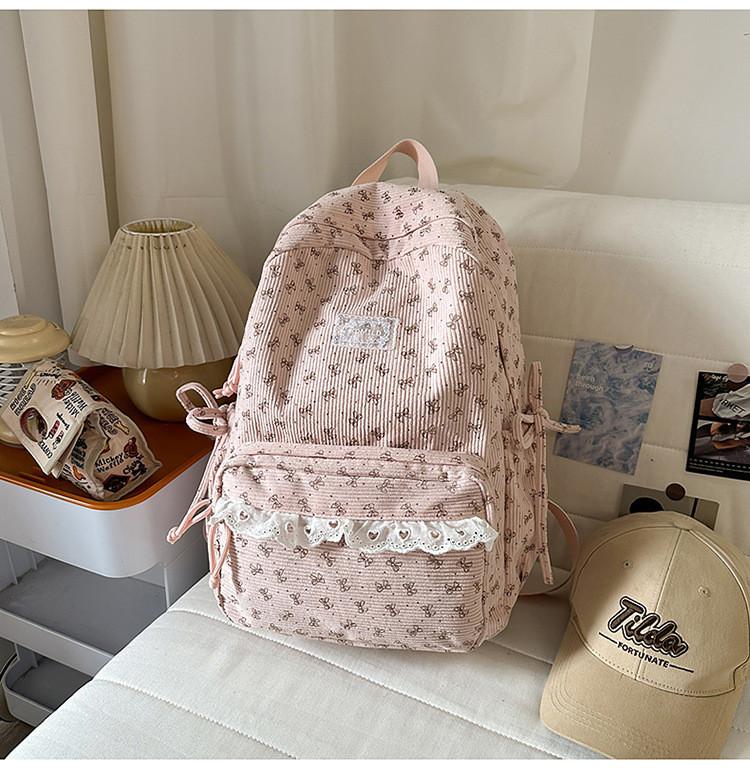 Korean Style Girls Backpack With Bow Pattern For School And Travel Purposes