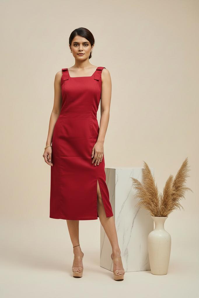 Red Muse Slit Dress