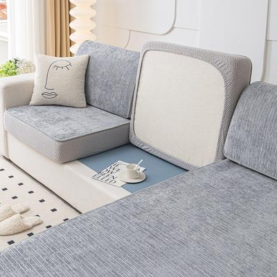 Minimalistischer und moderner Sofabezug, ganzjährig, elastischer Universalbezug, Chenille, rutschfest, Anti-Katzen-Kratzschutz, Stoffkissen