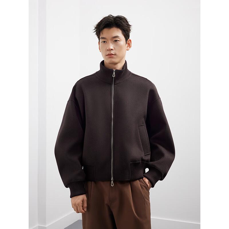 GXG Men's Stand Collar Double-Faced Wool Short Coat