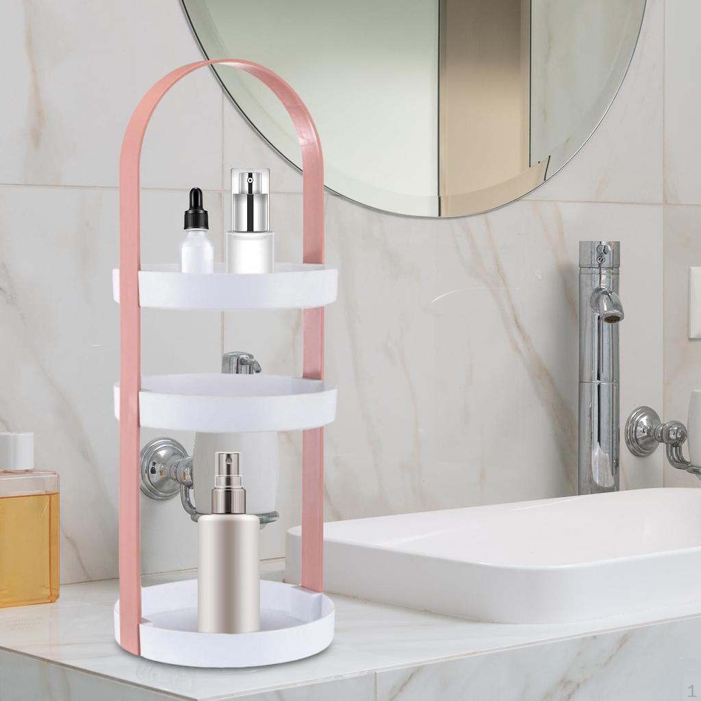 Rohový úložný stojací regál na make-up 3patrový stojan na svačinu, ovoce, cupcaky, toaletní podnosy