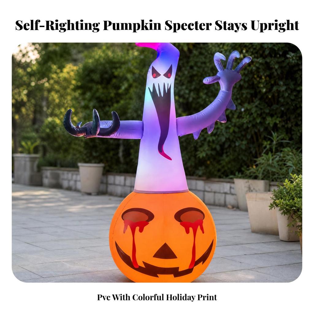 Inflatable Pumpkin Ghost with Integrated Bright & Convenient to Store for Porch