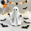 Small Halloween Table Ornament Cute White Ghost Resin Figurine, Miniature Figurine Decoration, Matte Tabletop Centerpiece Finish Statue for Home Shelf