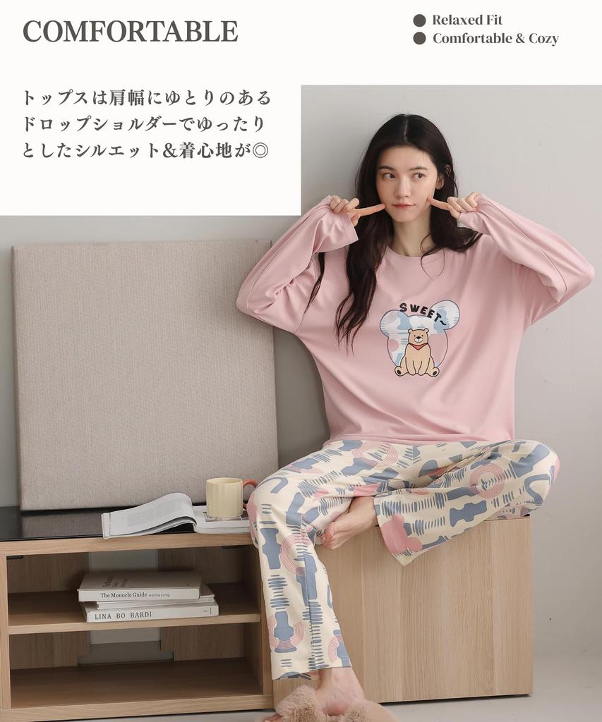 AasDawn Cotton Long Sleeve Loungewear Perfect for and Cute Round Loose Gentle on the Skin Women's Pajamas, Set, Spring, Autumn, Winter, Sleepwear,