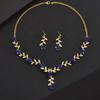 Simple Flower Necklace & Earrings Set - Multi-Color Bridal Jewelry Accessories
