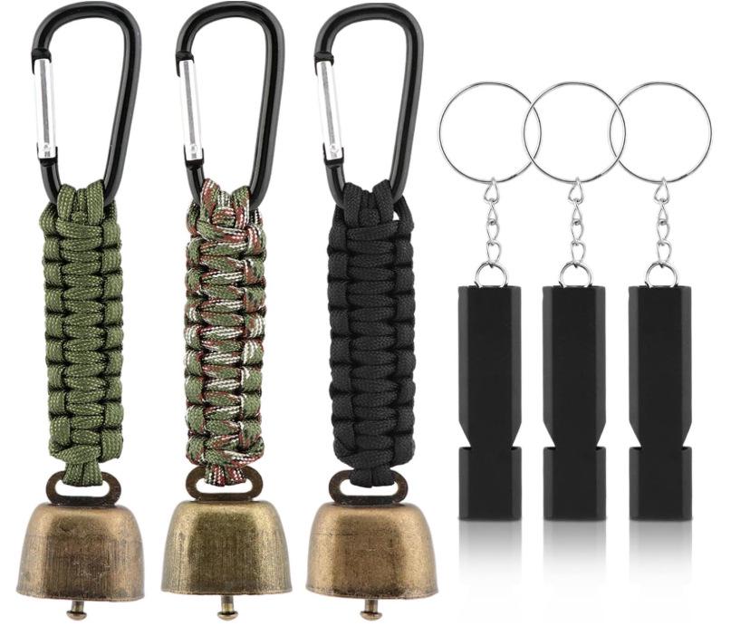 Outdoor Camping Warning Bell with Paracord Keychain Lanyard