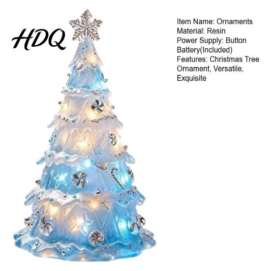 Xmas Gift for Family And Friends Snow Christmas Tree Ornament with LED Light Transparent Ambient Festive Party Supplies Durable Resin Gradient