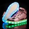 LED USB-Charged High-Top Luminous Shoes for Adults & Kids - Korean Style with Colorful Light-Up Soles