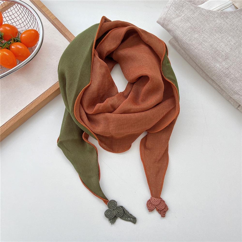 Double Layer Design Two Tone Headwrap Scarf Cotton Linen Bandana Hot Headscarf Accessory For Women