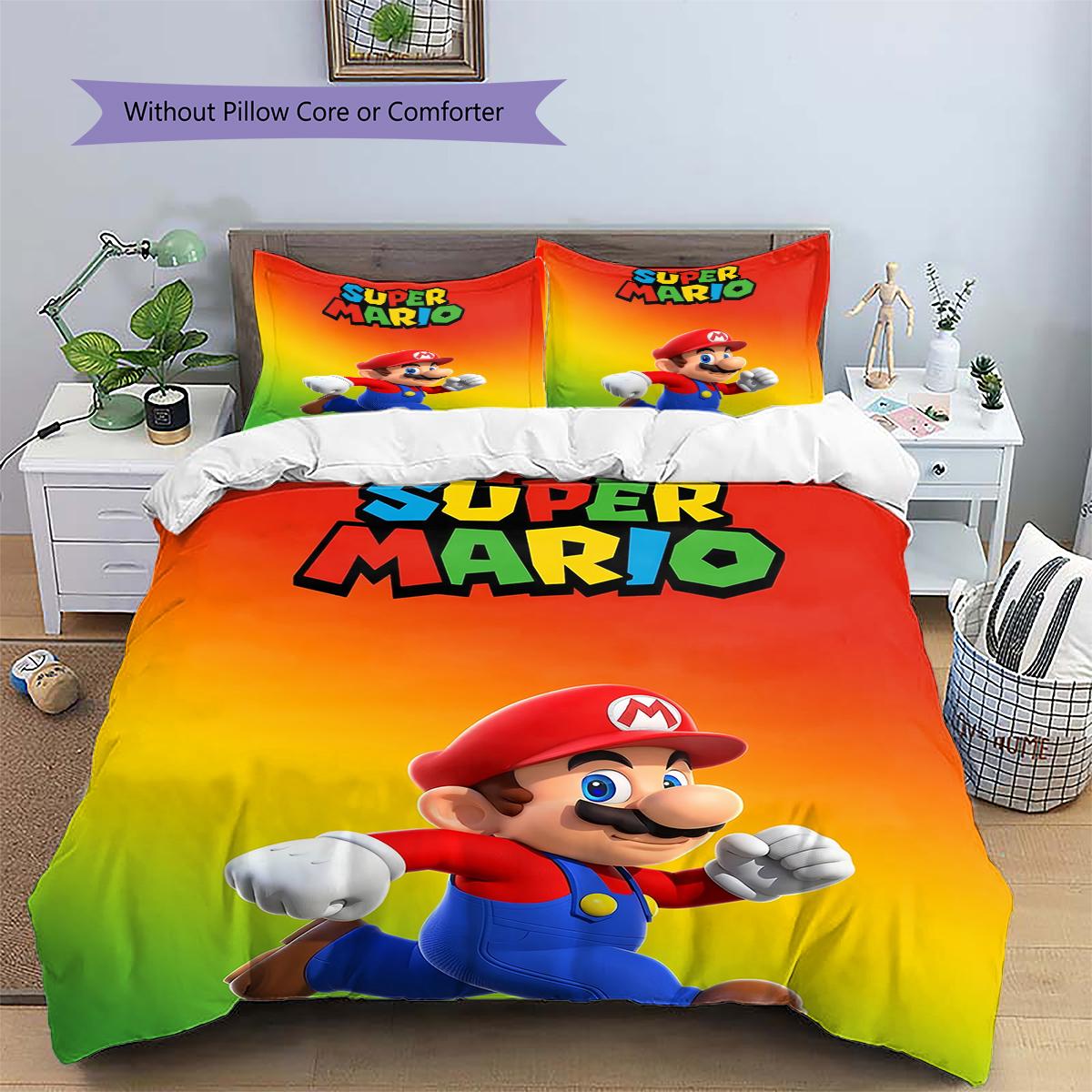 Mario Hero Headshot Duvet Cover & Pillowcases, Mario Fan Bedroom Bedding, Great Gift.chl 135x200cm