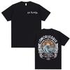 Vintage Ocean Wave Sunrise Circular Double Side Graphic Print T Shirt Beach Old School Oversized Black Short Sleeve Tee