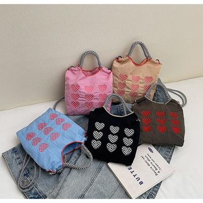 Canvas Nylon Small Bag Women's New Autumn and Winter Versatile Casual Simple Embroidery Handbag Shoulder Messenger Bag