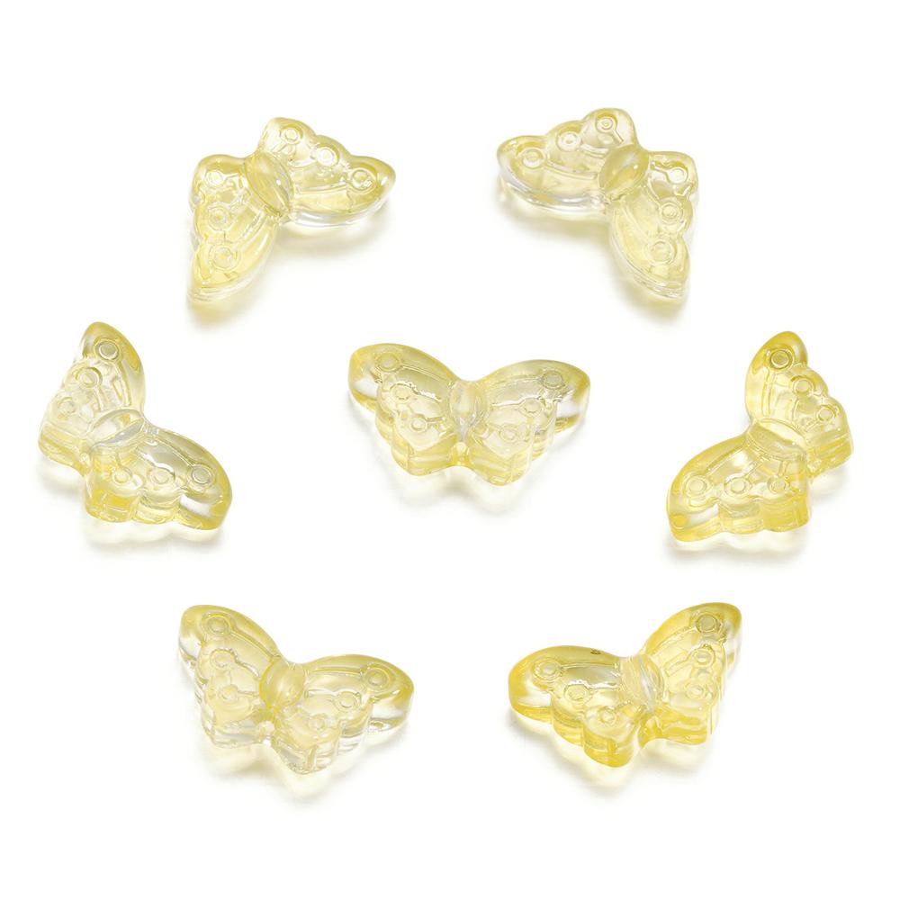 30Pcs/Lot 8*15mm Transparent Glass Small Butterfly Loose Charm Pendants for Necklace DIY Craft Jewelry Making Accessories