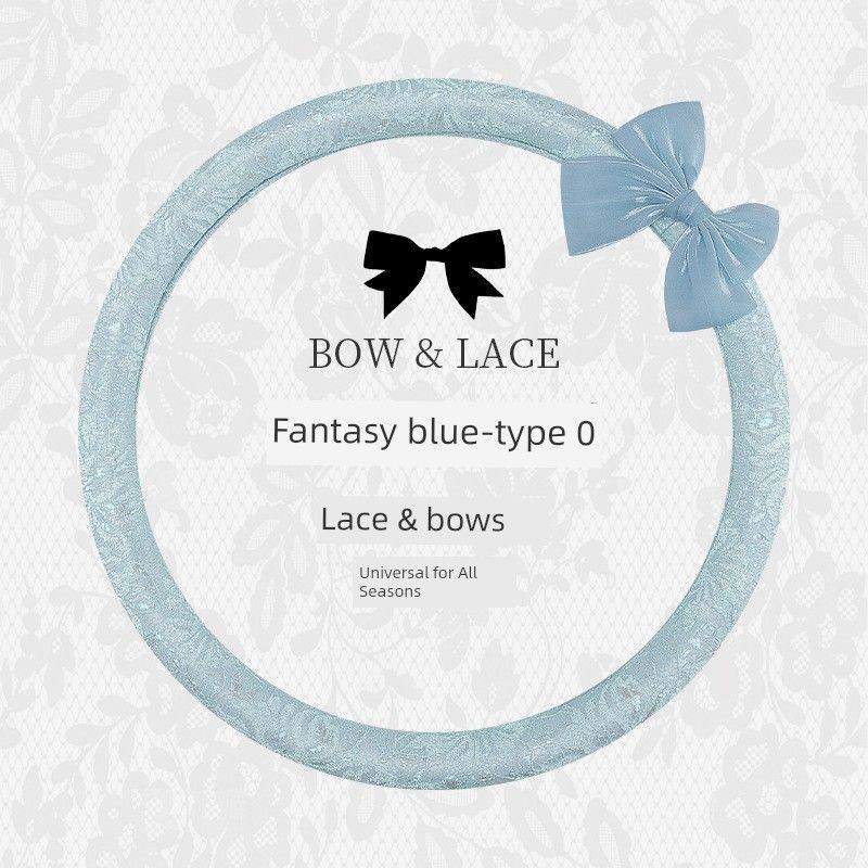 

Bowknot Lace Car Steering Wheel Cover, Simple and Cute for Women, High-End, Suitable for All Seasons, Wholesale and Dropshipping All Car Series Yz Fantasy Blue Lace Round