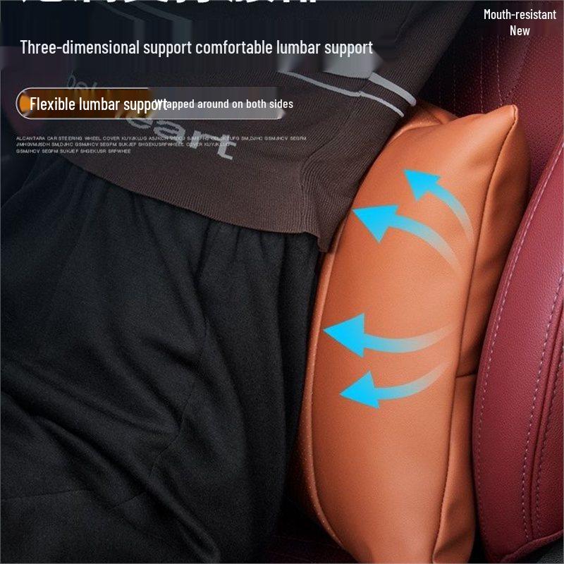 Genuine Leather Headrest & Lumbar Support Pillow for Mercedes, BMW, Volkswagen, Toyota Cars