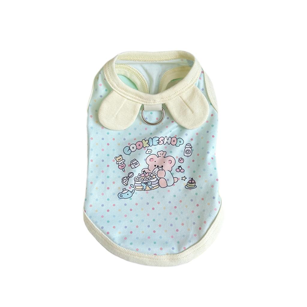 Spring and Summer Clothes for Cats and Dogs: Thin Cute Cartoon Printed Stylish Macaron-colored Halter Bichon and Pomeranian Small Short Style