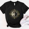 Sun And Moon Faces T Shirt Celestial Astrological Sacred Geometry Spiritual Yoga Stars Vintage Fashion Casual Versatile