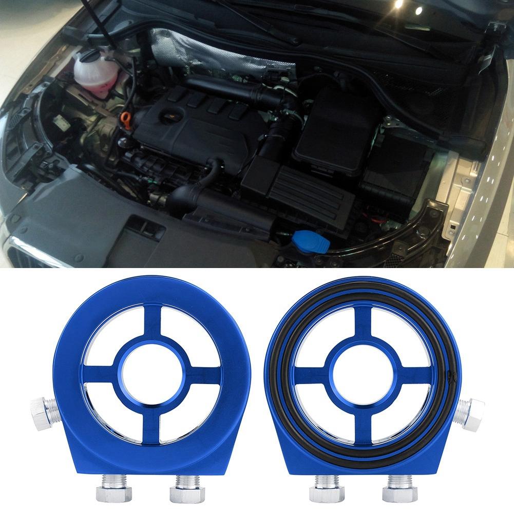 Blue Aluminum Universal Oil Filter Temperature Cooler Gauge Sandwich Plate Adapter