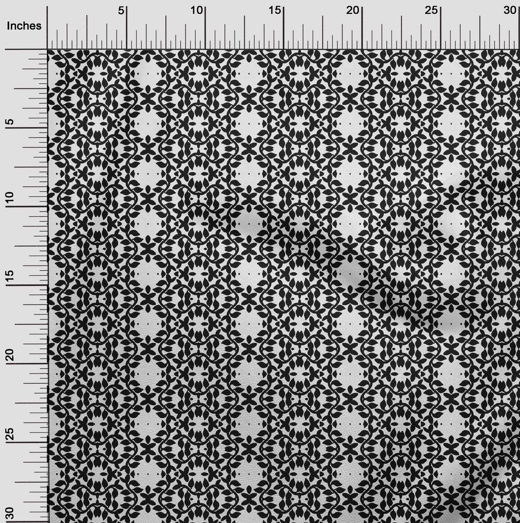 oneOone Cotton Poplin Black Fabric Asian Floral Block Sewing Material Print Fabric By The Yard 42 Inch