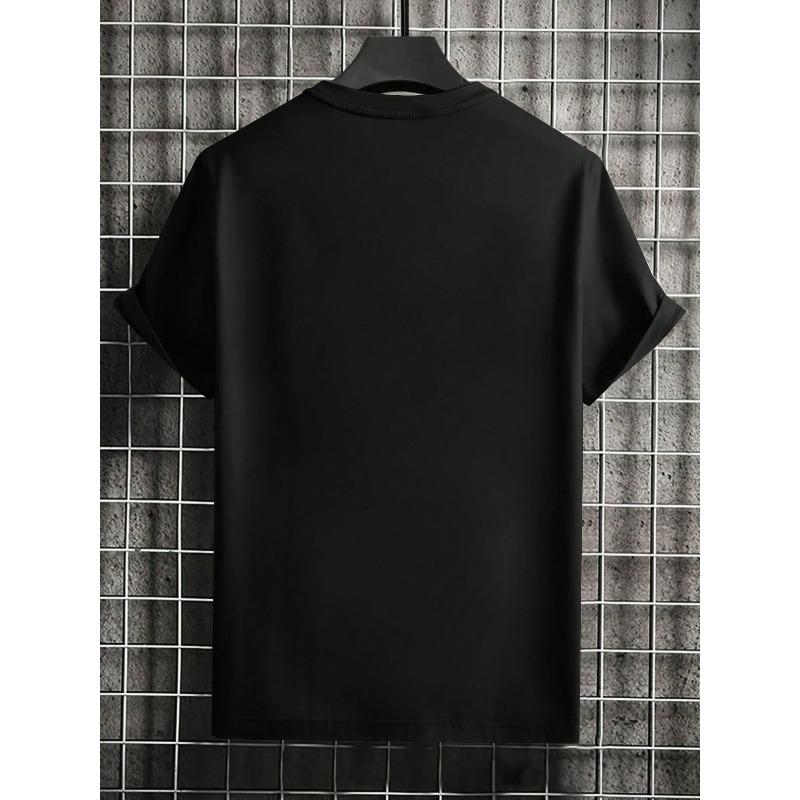 European Sizes Men's Print T-Shirt Design with Lettering, Breathable Lightweight, Casual Wear Comfort Fit for Men & Teens