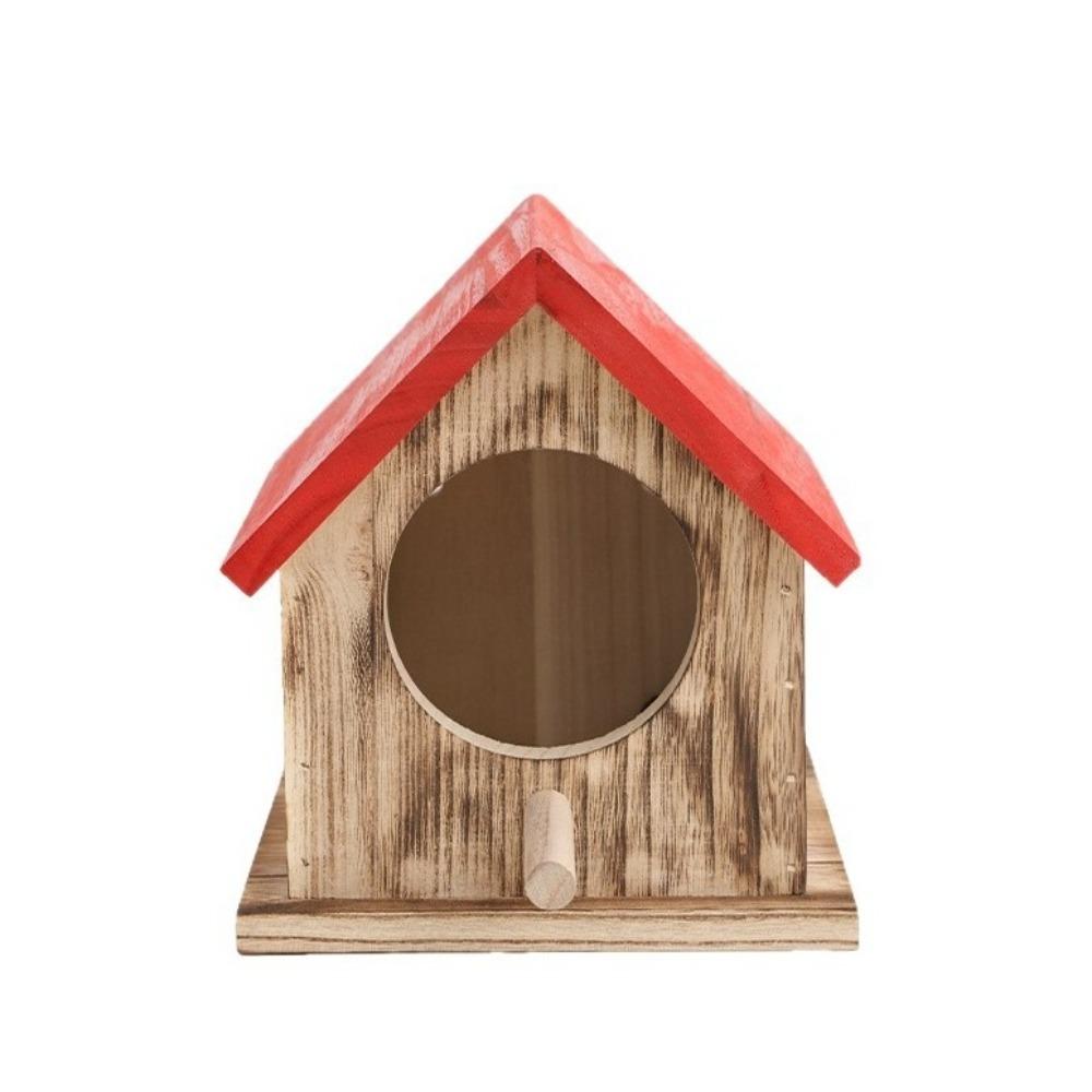 

Bird Nesting Box Rainproof Wooden Bird House Ventilation Colorful Hatching Nest Handmade Bird Cages Parrot Breeding красный