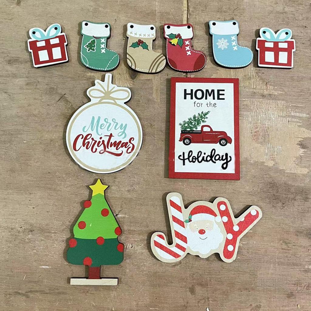 Xmas Tiered Tray Decor Rustic Wooden Xmas Tiered Tray for Holiday Table Decoration