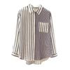 New Fresh and Fashionable Loose Top for Women, Versatile and Slim Stripe Spliced Shirt for Women