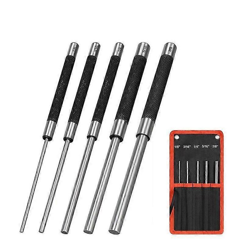5PCS Roll Pin Punch Set,8-Inch Carbon Steel Pin Punch Tool Kit (1/8IN To 3/8IN) with Storage for Wat