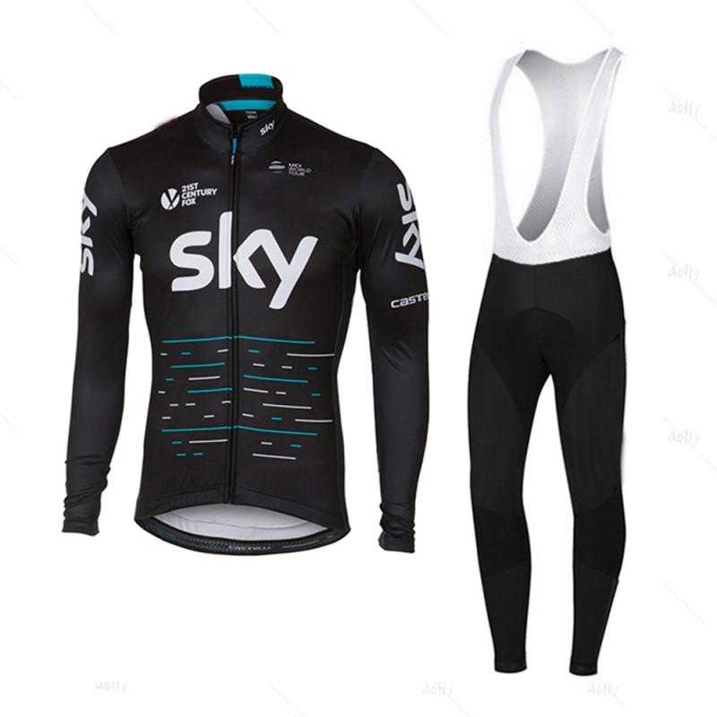 Professional Cycling Jersey Set Black Long Sleeve Breathable Men Women Road Bike Riding