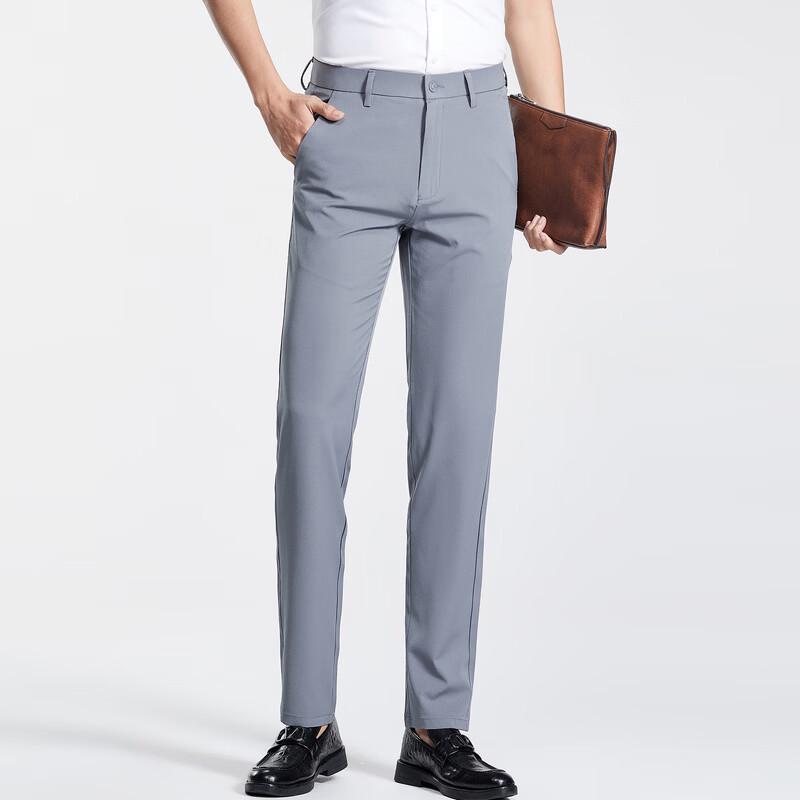LangSha Men's Business Casual Straight-Leg Pants