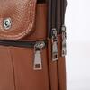 New Cowhide Leather Messenger Bag Multi-Pockets Small Mobile Phone Pouch Solid Color Chest Bag Male