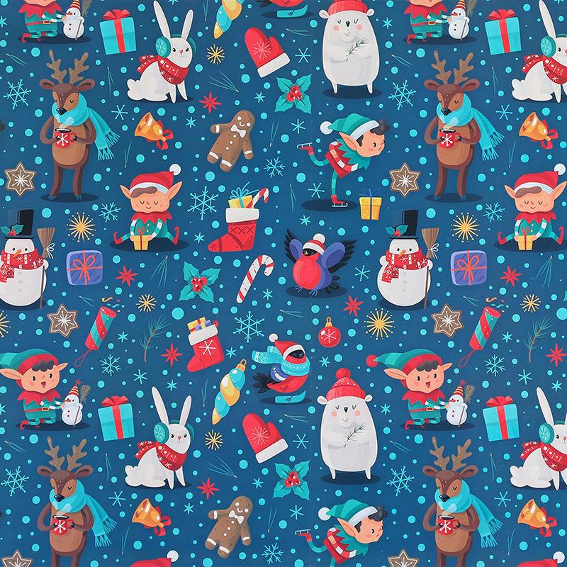 Christmas Gift Wrap: Thick Coated Paper with Trees & Elks
