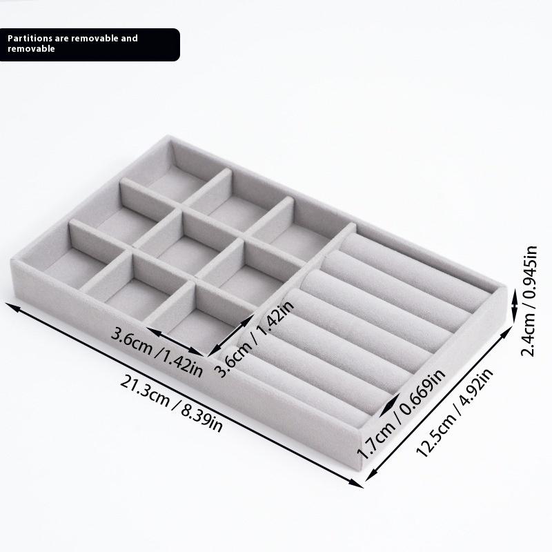 Sametová šperkovnice Náušnice Náhrdelník Prsten Náramek Stojan na vystavení šperků Zlatý podnos na šperky