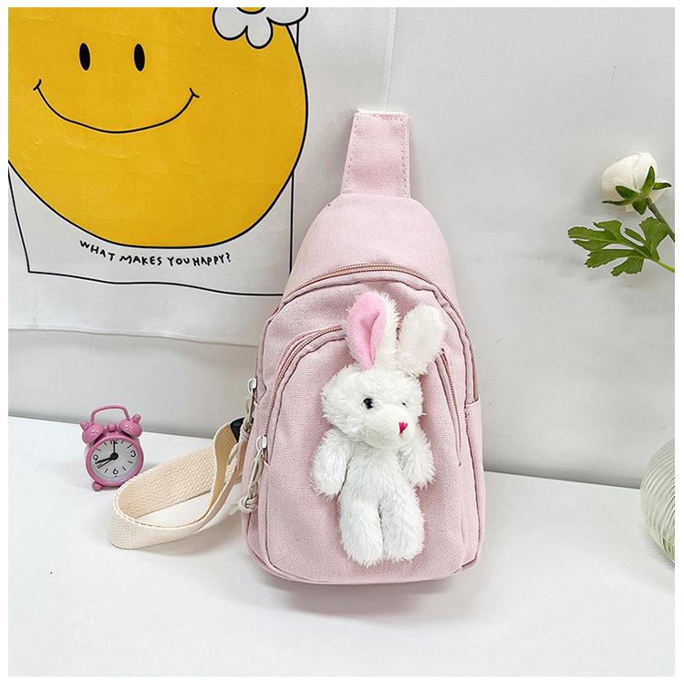 

Cartoon Child Rabbit Crossbody Bag Outdoor Leisure Fashion Canvas Shoulder Bag Pink