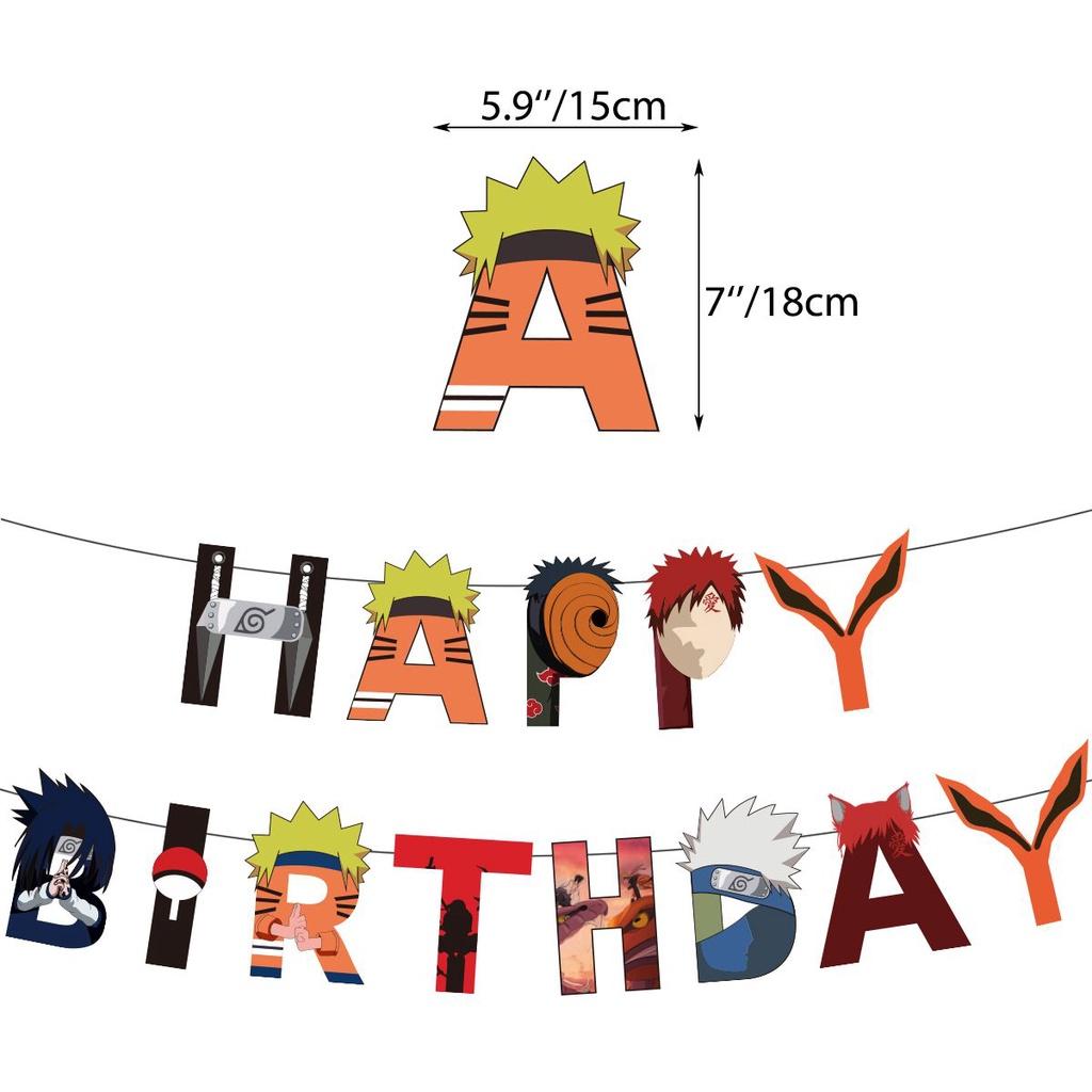Anime Themed Naruto Birthday Party Ballon Banner Cake Topper Decoration Party