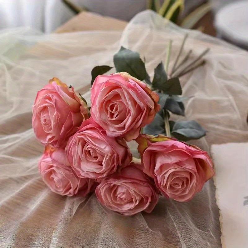 1Pc 6 Heads Multicolor Rose Bouquet Artificial Flowers for Wedding Home Decoration Holiday Decoration Valentine's Day Gift
