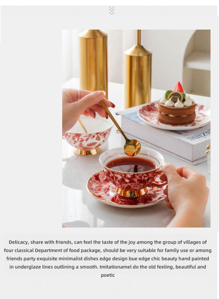 Europäische Leichte Luxus Rose Elegante Knochenporzellan Kaffeetassen - Nischen Ins Stil