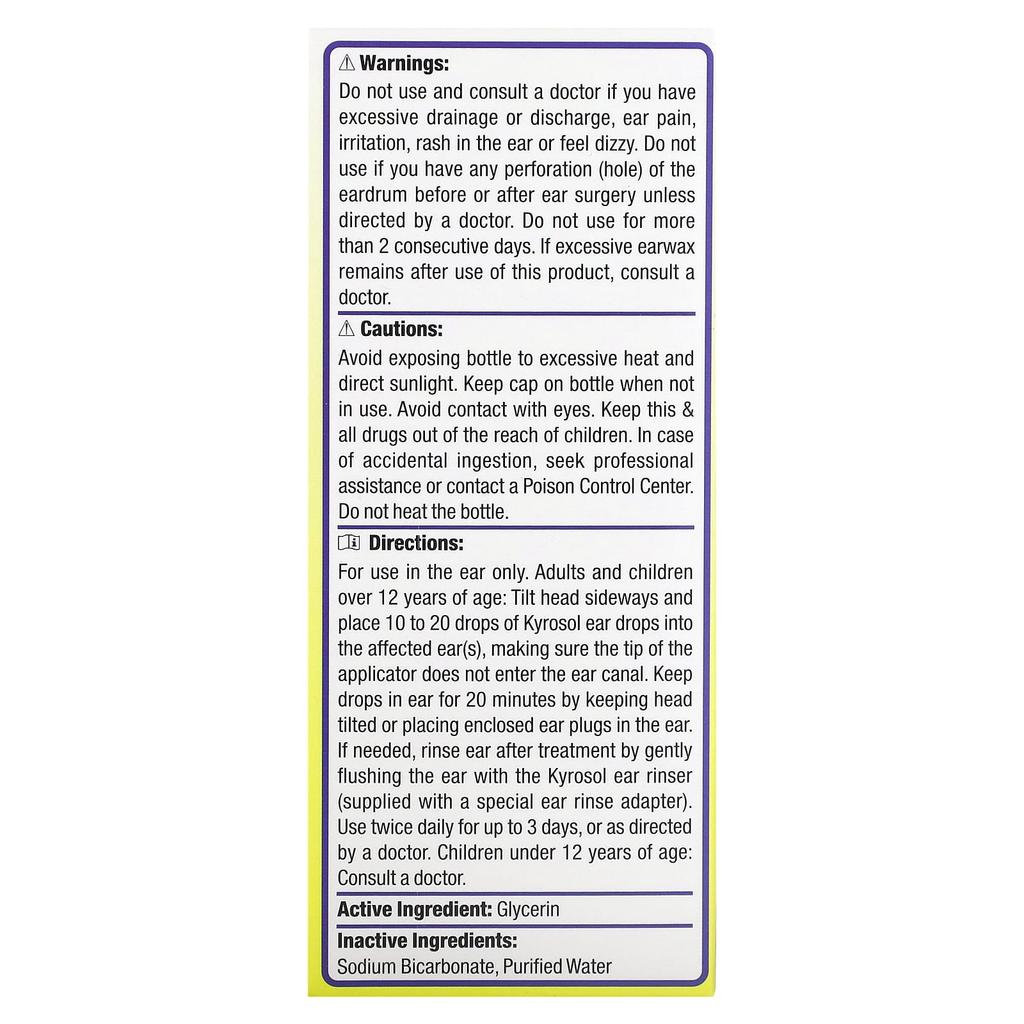 Kyrosol, Earwax Softener Drops, 15 Ml (0.5 Fl Oz) & 2 Soft Earplugs