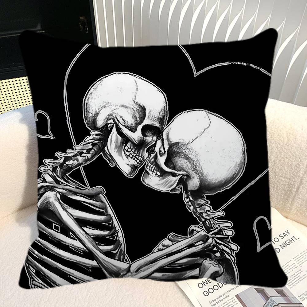 Simple Skull Love Married In Love Pillow Case Square Pillow Bedroom Sofa Leisure Comfort Cushion Car Home Decoration
